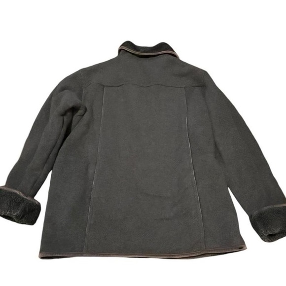 Gray and brown fleece jacket with a zipper #fleecejacket FUDA #winter - Picture 3 of 6